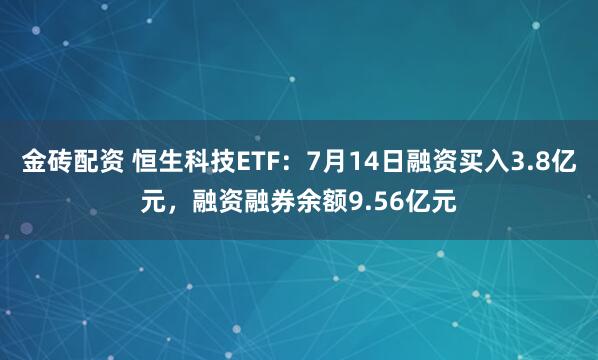 金砖配资 恒生科技ETF：7月14日融资买入3.8亿元，融资融券余额9.56亿元